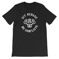 Git Rebase No Conflicts T-Shirt for Developers - Programmer Tees From Made4Dev.com